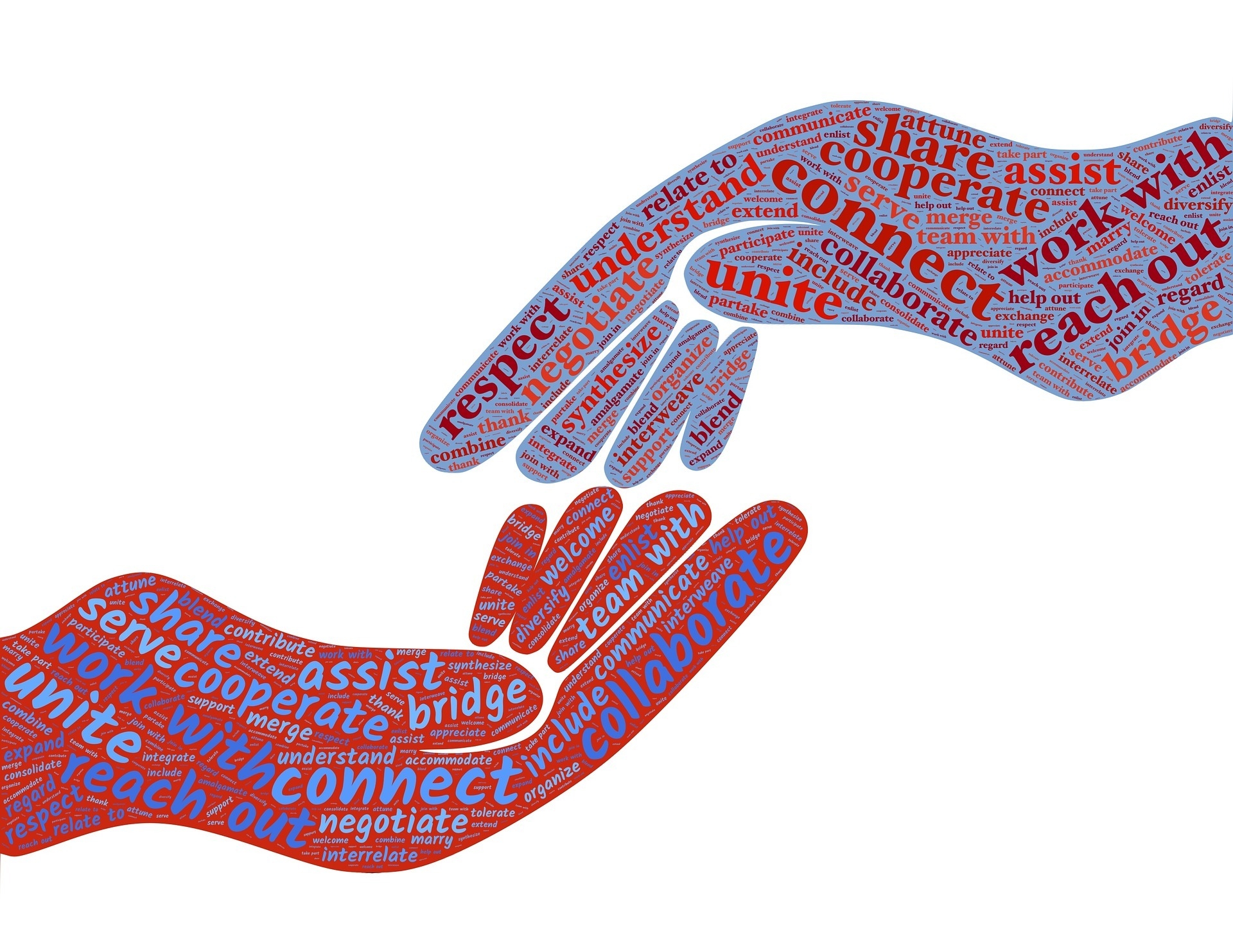 Zwei Hände, die ineinander greifen