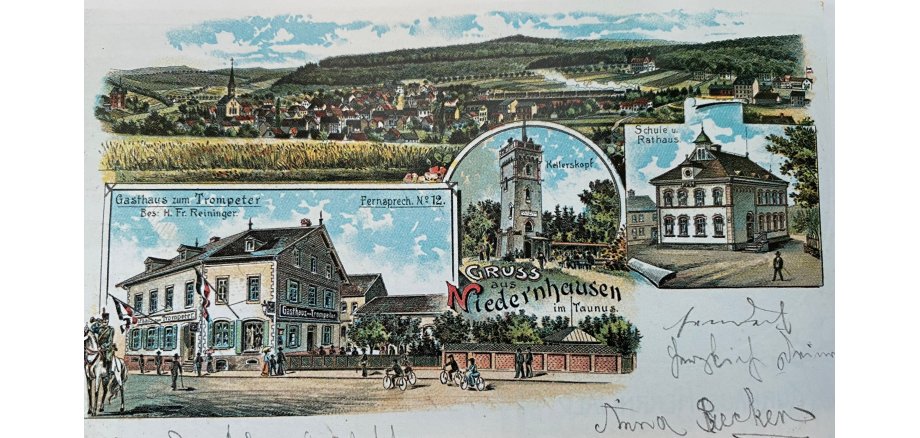 Niedernhausen auf einer historischen Postkarte