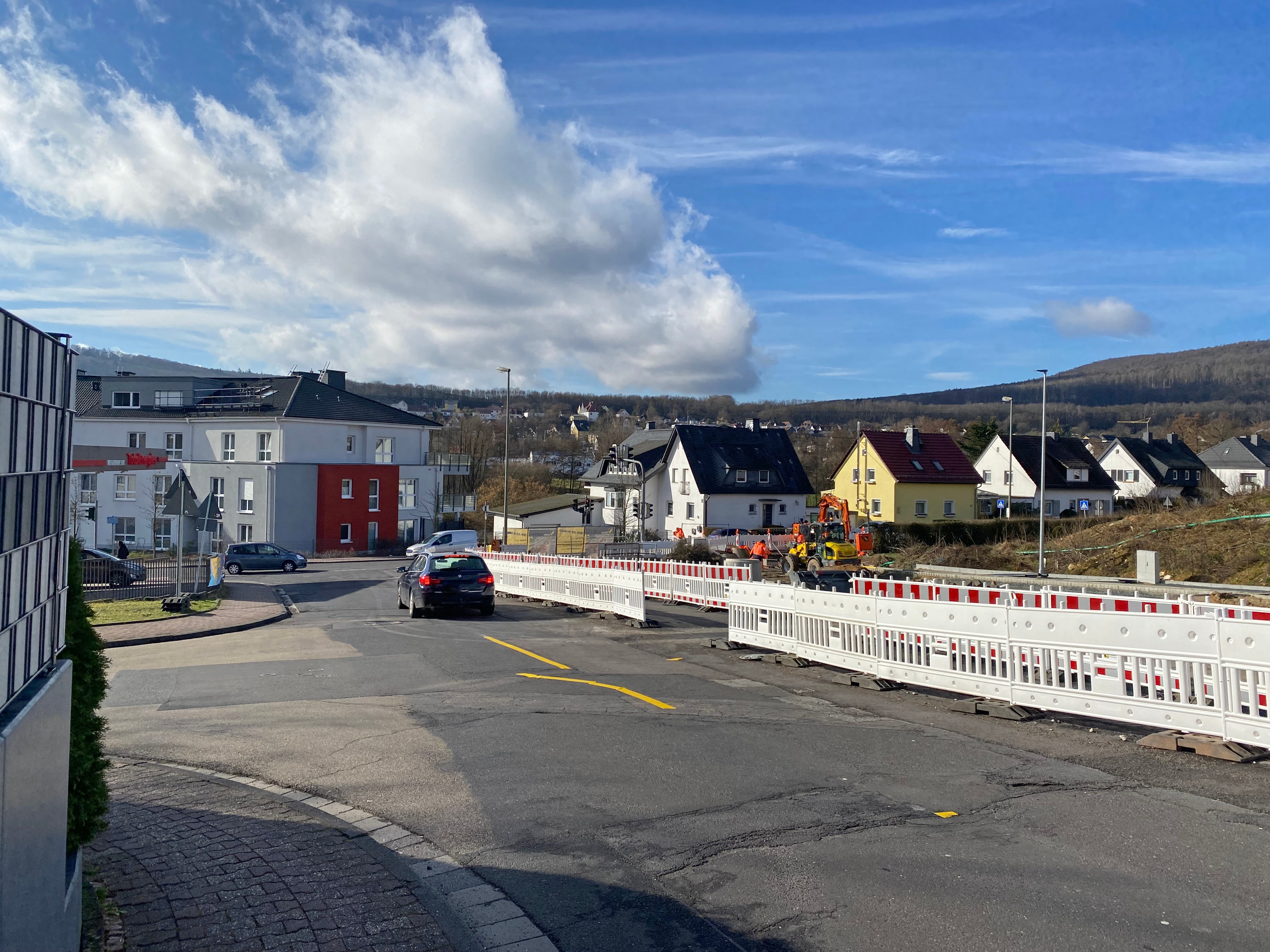 Baustellenabsperrung an der Ahornstraße