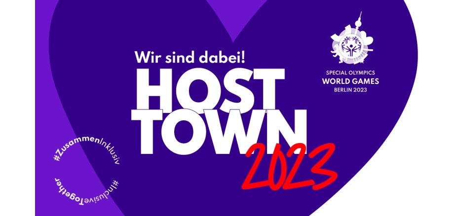 Schriftzug "Host Town" und Logo der Special Olympic World Games